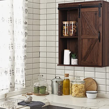 Rustown Rustic Farmhouse Wall Storage Cabinet with Sliding Barn Door RUSTOWN