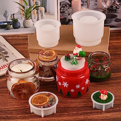 Actvty Jar Silicone Molds, Jar Resin Molds with Lids, 2 Sets of Candle Jar Molds of Different Sizes, Epoxy Resin Casting Molds for DIY Jewelry Actvty