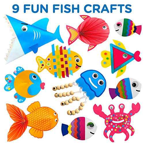 Arts and Craft Kit for Toddlers Ages 2, 3, 4, 5 Years - Craft 9 Fun Fish Characters LC Crafts