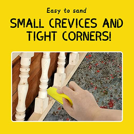 POLIWELL Micro Sander Kit 3.5” x 1” Mini Sander for Small Projects, Detail Handle Sanding Tools + Sandpaper 80 120 180 240 400 Grit for DIY Crafts POLIWELL