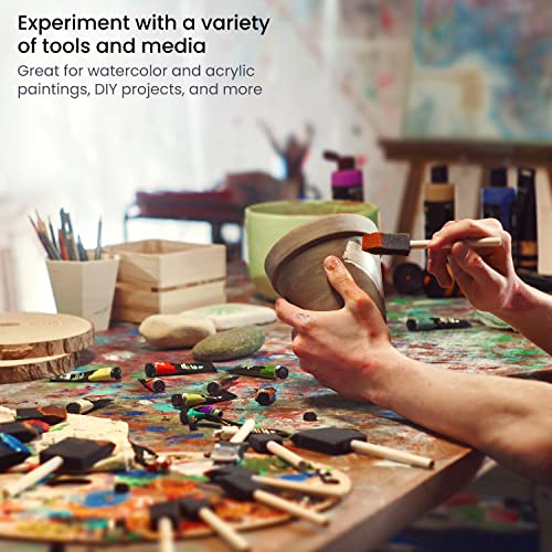 Arteza Foam Paint Brushes, Includes 50 Sponge Brushes, 25 x 1 Inch Brushes and 25 x 2 Inch Brushes, Art Supplies for Painting, DIY, and Wood Staining ARTEZA