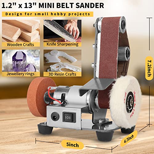 NuoDunco Mini Belt Sander - Electric Bench Grinder Sanding Machine, 7 Adjustable Table Top Grinder Polisher for DIY Woodworking, Metal Grinding, NuoDunco