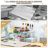 Makeup Organizer With 16 Drawers, 4 Pcs Desktop Office Supplies, Desk Organizers, Clear Desk Accessories, Dustproof Drawer Storage for Make Up, caktraie