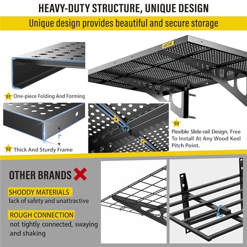 Aecxm 2pack-2x6ft Garage Shelving Garage Storage Wall Garage Shelves Garage Storage Wall Mounted Shelves Heavy Duty Sturdy Wall Shelves (Black)