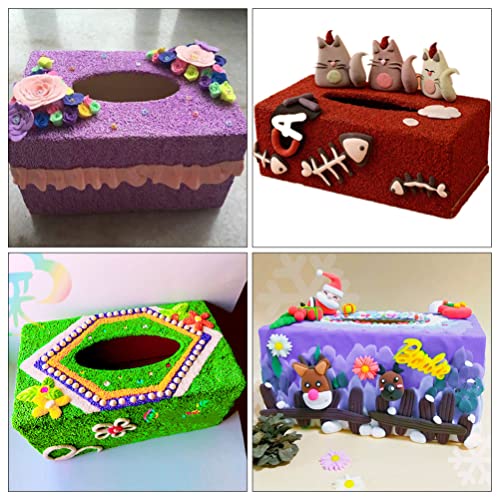 Tofficu 5pcs Unfinished Wooden Tissue Box Cover Rectangular Wood Tissue Holder Tissue Dispenser Blank Wood Napkin Box for Arts Crafts Home Decor Tofficu