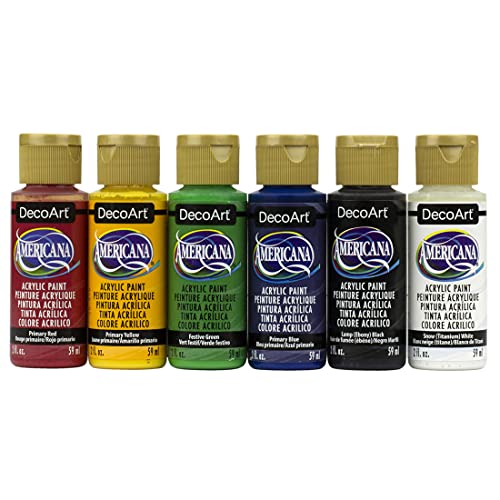 Americana Matte Finish Acrylic Paint Primary Sample Pack - WoodArtSupply