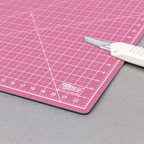 US Art Supply 18" x 24" Pink/Blue Professional Self Healing 5-Ply Double Sided Durable Non-Slip Cutting Mat Great for Scrapbooking, Quilting, Sewing U.S. Art Supply