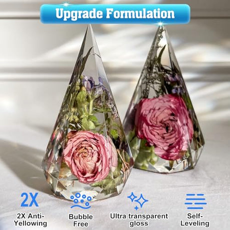 Shabebe Epoxy Resin 2 Gallon Kit, Upgraded Crystal Clear Resin Epoxy Food Safe with Pump, Self Leveling & Bubble Free Epoxy Resin with Anti-Yellowing Shabebe