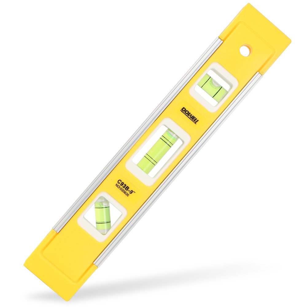 DOWELL 9 Inch Magnetic Box Level Torpedo Level,3 Different Bubbles/45°/90°/180°Measuring Shock Resistant Torpedo Level - WoodArtSupply