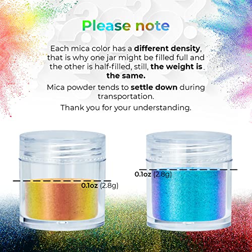ALEXES Chameleon Mica Powder – Epoxy Resin Color Pigment Powder - Color Shift Mica Powder -16 Colors Jars Set - Holographic Mica Powder ALEXES