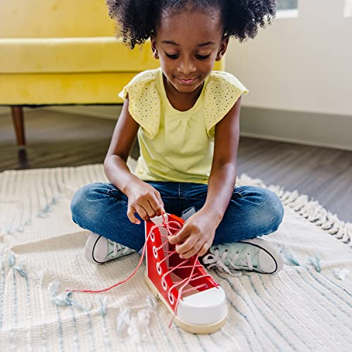 Melissa & Doug Deluxe Wood Lacing Sneaker - Learn to Tie a Shoe Educational Toy - Shoe Tying Practice For Kids, Developmental Toys For Preschoolers Melissa & Doug