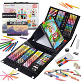 Art Supplies, KINSPORY 228 Pack Art Sets Crafts Drawing Coloring kit, Double-Side Trifold Easel, Oil Pastels, Crayons, Colored Pencils, Creative Gift KINSPORY