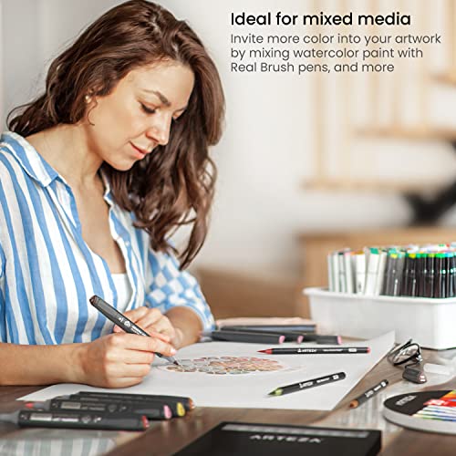 Arteza Watercolor Paper, 7-Inch Diameter, 20 Round Sheets, 140-lb Drawing Pad for Painting and Sketching, Art Supplies for Mixed Media and Watercolor ARTEZA