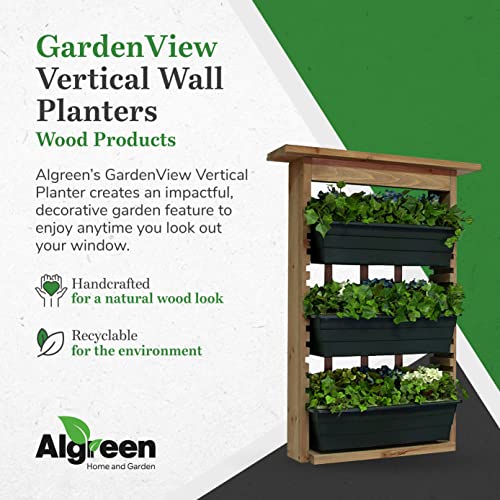 Algreen Gardenview Decorative Indoor or Outdoor Trellis with 3 Vertical Wall Hanging Planters with Drain Plugs for Flowers, Herbs, and Succulents - WoodArtSupply