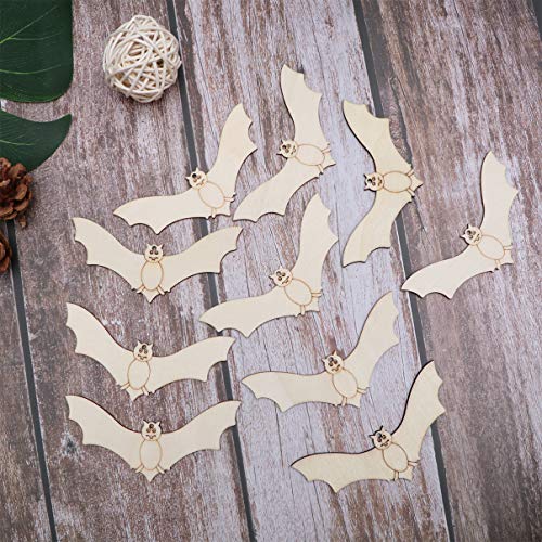 Holibanna Unfinished Wood Craft Pieces Halloween Bat Animal Hollow Cutouts Wooden Chips DIY Arts 20Pcs Holibanna