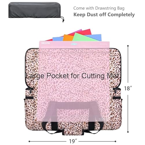  BAGSPRITE Double-Layer Carrying Case Compatible with Cricut  Explore Air, Air 2, Maker and Maker 3, Cricut Case with Mat Pockets and Cricut  Accessories Storage (Leopard)