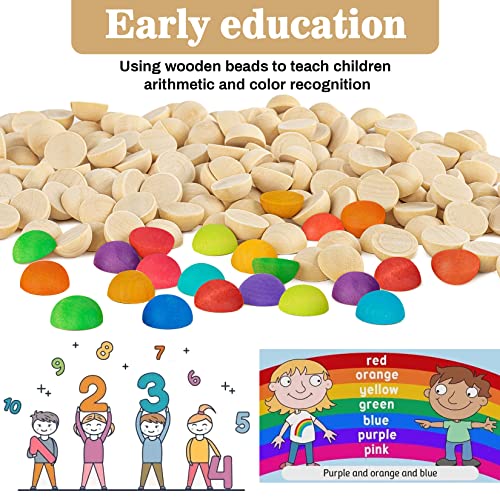 Sukh 400pcs Small Half Wooden Beads for Crafts - Wooden Balls for Crafts Unfinished - 12mm&15mm DIY Wooden Crafts Supplies Kids Christmas Ornaments Sukh