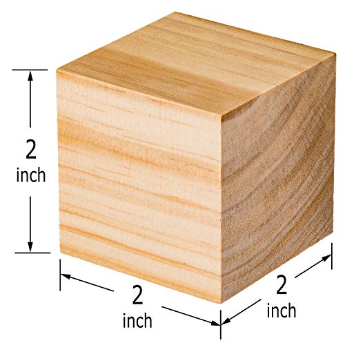 Wooden Cubes for Arts and Crafts – DIY - Photo Blocks - 2 Inch Unfinished Natural Wood Blocks – 27 Pieces – by Dragon Drew