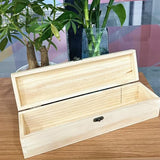 DD-life Unfinished Wood Craft Box Unfinished Wood with Clasp Unpainted Rectangle DIY Artist Tool Brush Storage Case for Crafts,Gift Box, Jewelry Box, DD-life