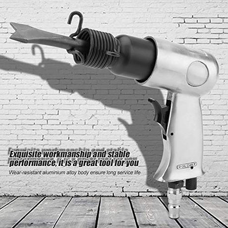 Air Chisel,Air Hammer, 150mm Industrial Handle Straight Straight Type Pneumatic Hammer Tool with Chisel Punch Bits Tools Kit for General Cutting, Semme