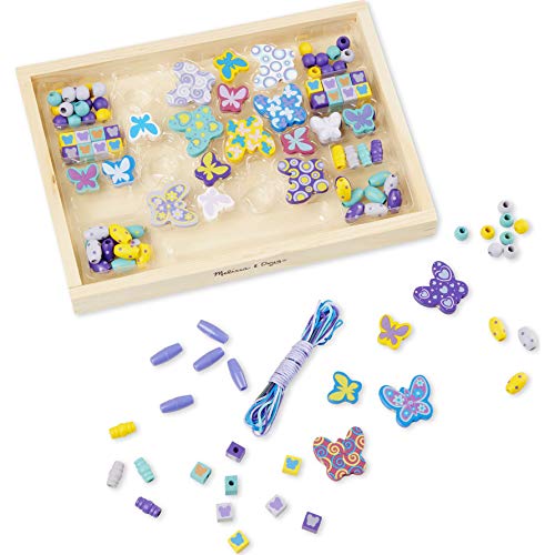 Melissa & Doug Wooden 'Butterfly Friends' Bead Accessory Creation Set + Free Scratch Art Mini-Pad Bundle [41799] Melissa & Doug