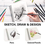 Tavolozza 34 Pack Drawing Art Pencils Set and conda 8.5"x11" Hardbound Sketch Book Tavolozza Fine Arts