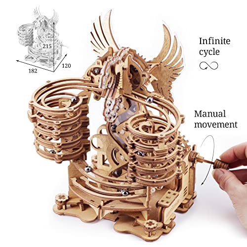 iDventure DIY Wooden Marble Run Dragon - 3D Mechanical Puzzle Kit for Adults & Teens - WoodArtSupply