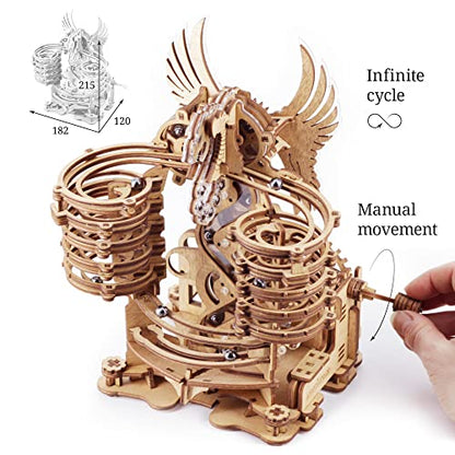 iDventure DIY Wooden Marble Run Dragon - 3D Mechanical Puzzle Kit for Adults & Teens - WoodArtSupply