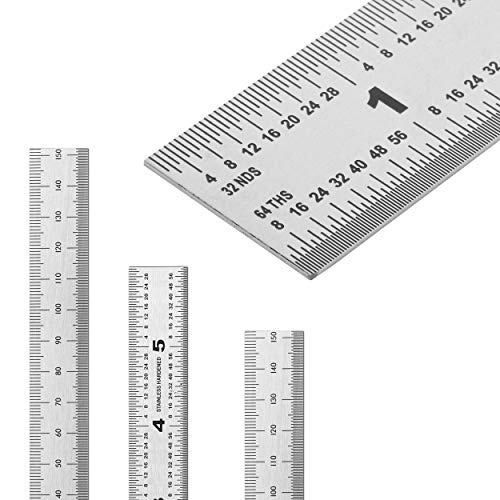Mr. Pen- Machinist Ruler, Ruler 6 inch, 3 Pack, mm Ruler, Metric Ruler, Millimeter Ruler, (1/64, 1/32, mm and .5 mm), Metal Ruler 6 inch, Precision Mr. Pen