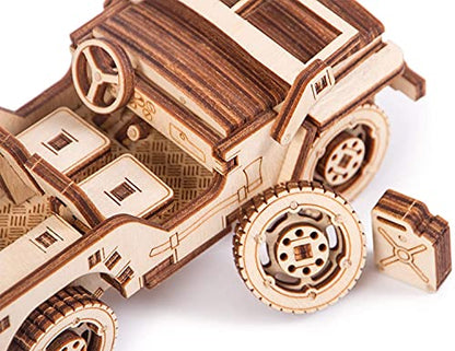 Wood Trick SUV Car Mini 3D Wooden Puzzle for Adults and Kids to Build - 6.3 x 2.8 in - Mechanical Moving Parts - Wood Model Kit - WoodArtSupply