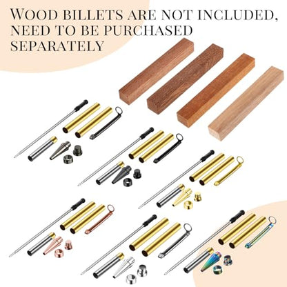 Colarr 48 Pcs Slimline Pen Kit Assorted Colors Wood Turning Pen Kits with Pen Mandrel Pen Turning Kit Pen Turning Supplies for DIY Wood Turning - WoodArtSupply