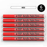 Red Marker Paint Pens - 6 Pack Acrylic Red Permanent Marker, 0.7mm Extra Fine Tip Paint Pen for Art projects, Drawing, Rock Painting, Stone, Ceramic, TFIVE