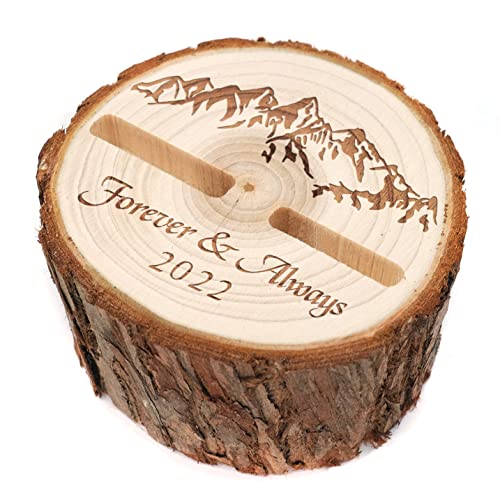 Personalized Ring Box Custom Rings Holder Engraved Nature Wood Slice Ring Bearer Proposal Rustic Wedding For Engagement Gift