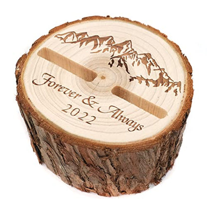 Personalized Ring Box Custom Rings Holder Engraved Nature Wood Slice Ring Bearer Proposal Rustic Wedding For Engagement Gift