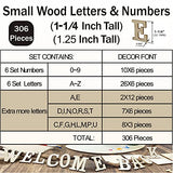 306 Pieces 1-1/4 Inch(1.25") Small Unfinished Wooden Letters and Wooden Numbers Decorative Font Alphabet Letters for Scrapbooking DIY Crafts Homemade Cregugua