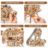 Rowood 3D Puzzle for Adults, DIY Wooden Model Kit for Adults to Build, Handheld Film Mechanical Gear Building Set, Birthday Vitascope Projector Rowood