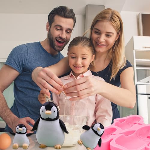 ICNYEKl Luxury Large Penguin Silicone Molds,Penguin Family Cake Decoration Fondant Mold,for Cupcake Toppers Chocolate Muffins Flower Paste Marzipan ICNYEKl
