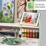 FolkArt Birds & Blossoms 2 oz One Stroke Acrylic Kit, 32 Piece Set Including 12 Multi-Surface Paints, 10 Brushes, 6 Teaching Guides, 3 Pattern Sheets FolkArt