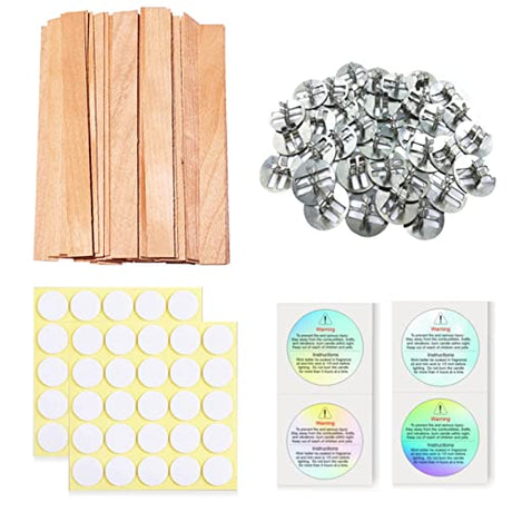 Visgaler 200 Pcs Double-Thickness Wooden Candle Wicks. 5.1 X 0.5 X 0.04 Inch Natural Crackling Wicks, Long Lasting Smokeless Wood Wicks with Iron Visgaler