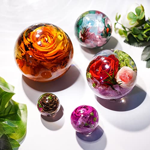 LET'S RESIN 9 Pcs Sphere Silicone Molds for Resin, Upgraded Seamless 3D Sphere Resin Molds Silicone,Large Round Ball Epoxy Resin Molds for Flowers LET'S RESIN