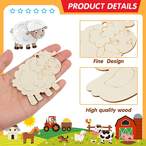 36 Pcs Wooden Farm Animals Cutouts Unfinished Wood Cutouts to Paint Wood Animal Cutouts Crafts Farm Animals Party Supplies for Kids School Classroom - WoodArtSupply