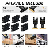 KELIN 78pcs Oscillating Tool Blade Kit with Japanese Long Teeth and Titanium Coated Saw Blades, High Efficient Multitool Blades for Metal Wood, KELIN