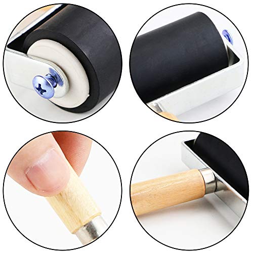 BIGNC 3 Pack Rubber Roller Brayer Rollers, Art Craft Roller for Print,Ink,Stamping Tools, 4 inch, 2.4 and 1.4 inch - WoodArtSupply