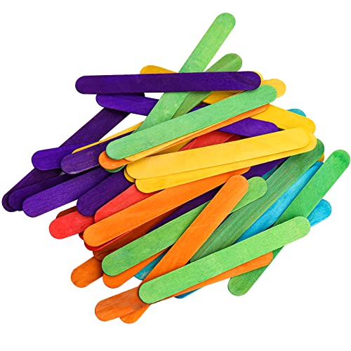 Okllen 1000 Pack Colored Craft Sticks, 6 Inch Wooden Popsicle Sticks, Ice Pop Ice Cream Sticks Jumbo Wood Sticks for Kids' Art, DIY Projects, Home Okllen