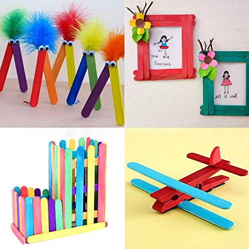 Ziqi 600 Pcs 6Inch Colored Craft Sticks, Rainbow Wooden Popsicle Colorful Craft Sticks for DIY Crafts, Home Art Projects, Classroom Art Supplies Ziqi