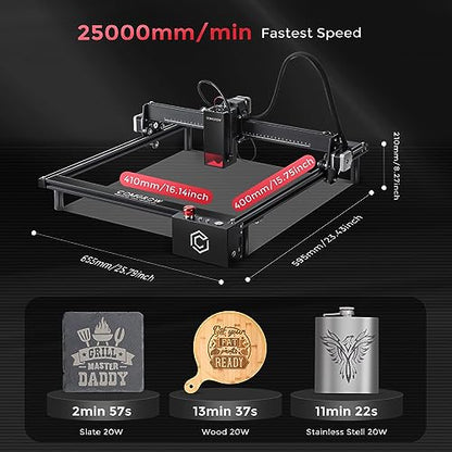 Comgrow Z1 Pro 20W Output Laser Engraver for Wood and Metal with Air Assist,Laser Cutter and Engraver Machine 25000mm/Min Engraving Speed and App - WoodArtSupply