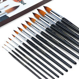 Transon 13pcs Round Paint Brush Set Synthetic Bristle Complete Round Brush Set for Watercolor Acrylic Gouache Ink Tempera TRANSON