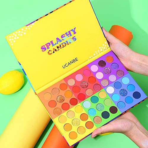 UCANBE 54 Colors Splashy Candies Eyeshadow Palette, Highly Pigmented Matte Shimmer Soft Creamy Glitter Rainbow Bright Powder Eye Shadow Blendable UCANBE