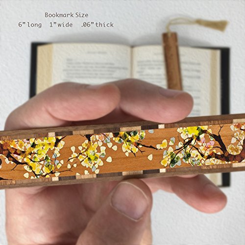 Tree Branch with Leaves Wooden Bookmark with Tassel - Also Available with Personalization - Mitercraft Made in The USA - WoodArtSupply