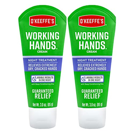 O'Keeffe's Working Hands Night Treatment Hand Cream, 3 oz Tube, (Pack of 2) O'Keeffe's